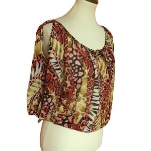 Bright cold shoulder Y2K top